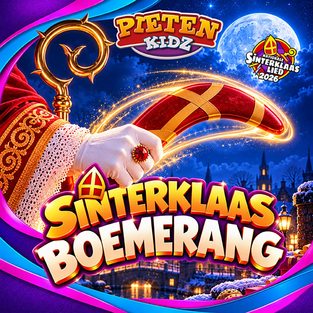 Officiële singlehoes van Sinterklaas Boemerang, het Nationale Sinterklaaslied 2026 van de Pietenkidz. Kopiëren
